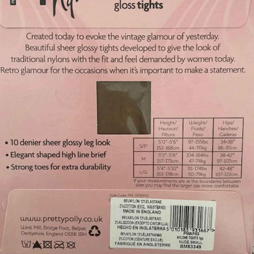 Pretty Polly Tights 10 Denier Gloss Tights in Nude Small / Petite